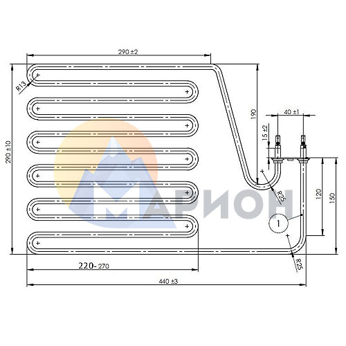 ТЭН для печи Харвия-К ZSP-250, 2500Вт.